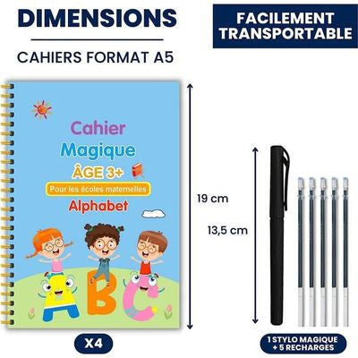 Cahiers d'écriture magique réutilisable calligraphie - Cahiers d'activités pour enfants