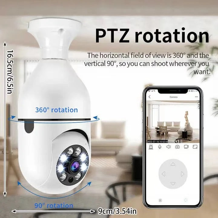 Caméra à Ampoule WiFi Sans Fil Sécurité Domestique Intelligente IR Nuit